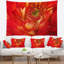 Tapisserie florale rouge vif-28488114