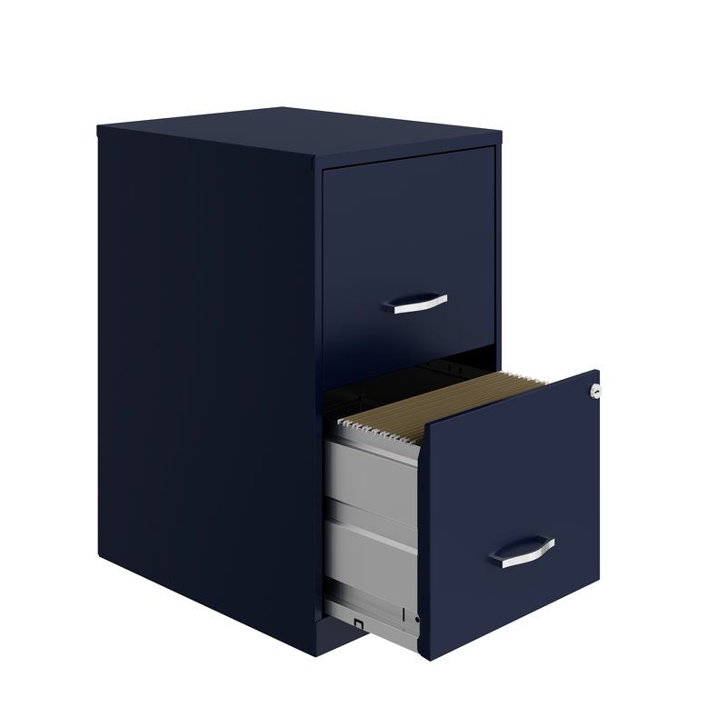 Navy 18" Lockable 2-Drawer Steel File Cabinet