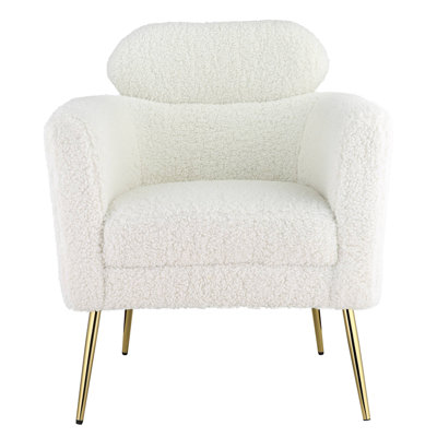 Accent Chair White Teddy Sherpa