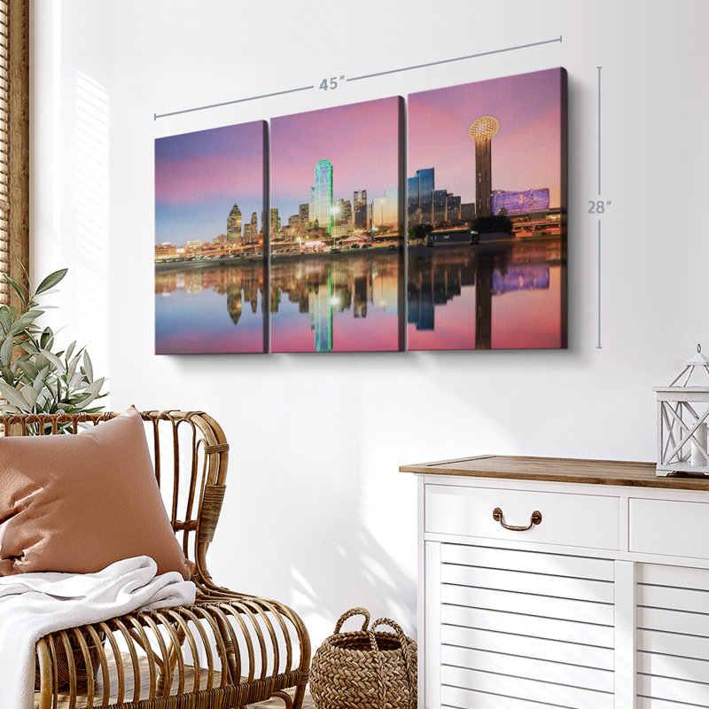 «Amazing Dallas Skyline», 3 pièces, H 28 po x l 45 po 