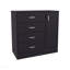 Commode de chambre moderne à quatre tiroirs, une porte avec rangement spacieux, noir