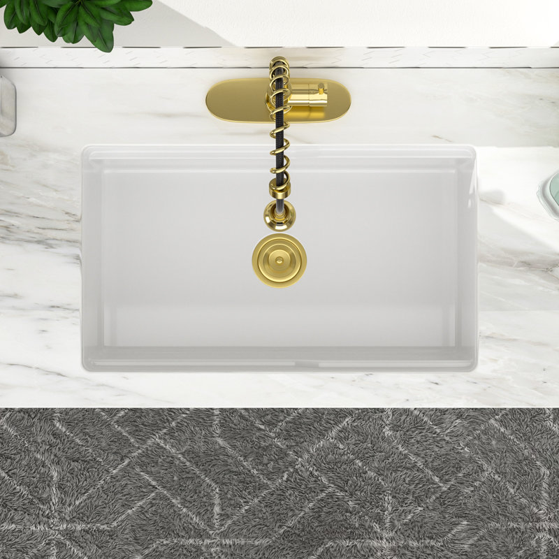 Évier de cuisine encastré 32 po x l 19 po en céramique blanche