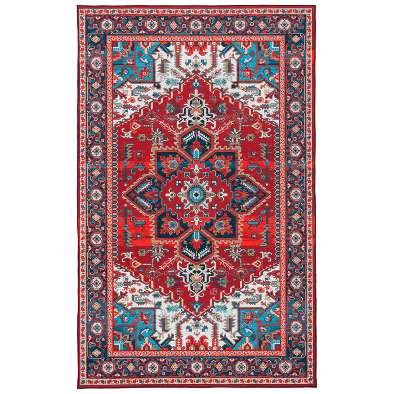 Tapis oriental rouge / bleu Sonia, Rectangle 3 pi x 5 pi