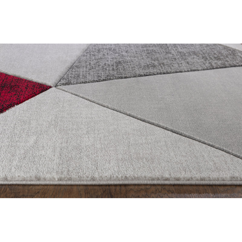 Tapis rouge à motif géométrique Alviso, Rectangle 5 pi x 7 pi