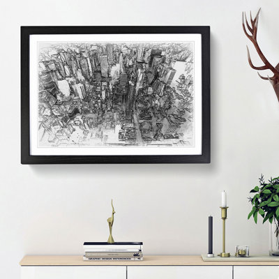 Birds Eye View of New York City in Abstract - Picture Frame Graphic Art Print