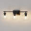 25 In. 3-Light Black Vanity Light With Clear Globe Glass Shades For Bathroom, Mirror, Powder Room