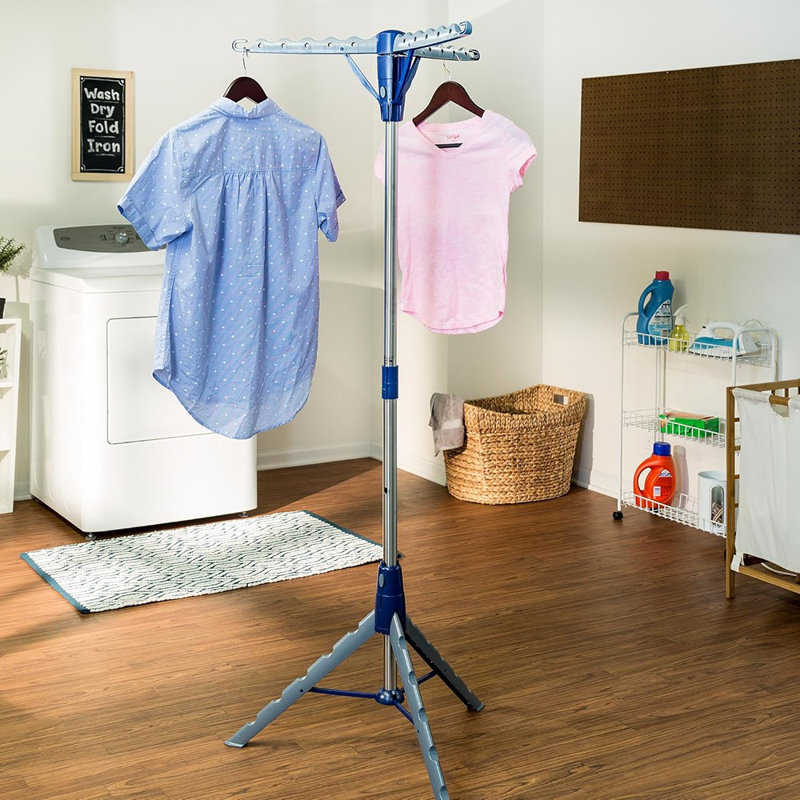 Séchoir à linge pliant, finition en métal durable, support à linge pliable peu encombrant avec 3 bras rotatifs pour 30 cintres, utilisation intérieure et extérieure, style fonctionnel moderne