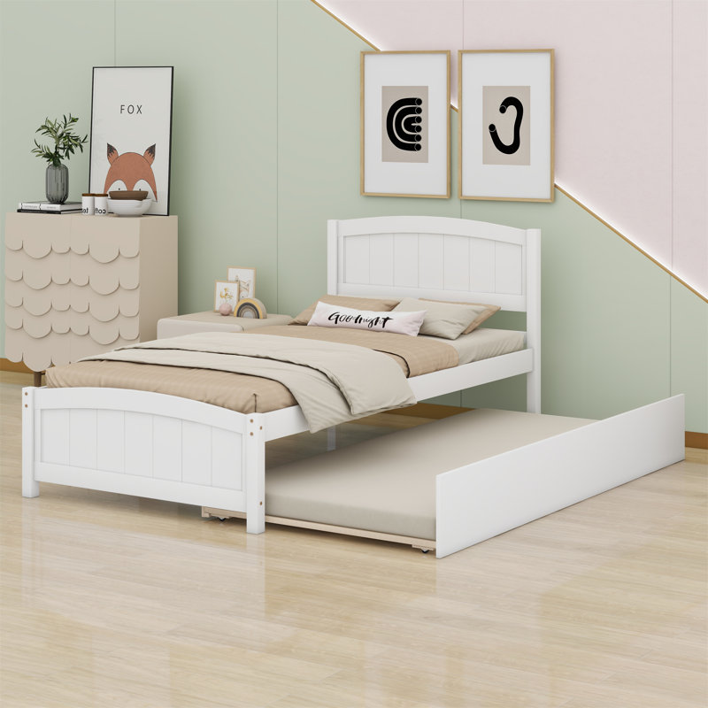 Lit plate-forme avec lit gigogne, Blanc