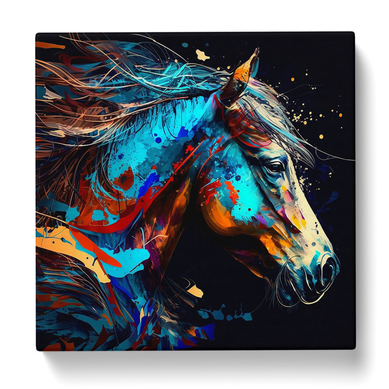 Horse Abstract Expressionism No.1 - No Frame Print, 35cm H x 35cm W x 3cm D