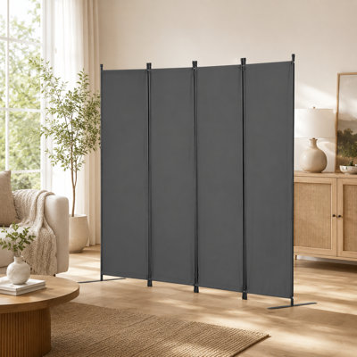 Paravent en tissu gris pliable de 89,9 po x 68 po à quatre panneaux, cloison d'intimité autoportante, convenant aux chambres à coucher, aux bureaux, aux salles à manger et aux bureaux.