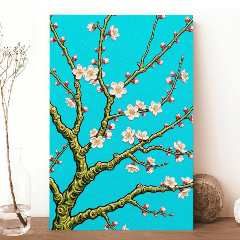 Tableau sur toile Amandier en fleurs - 2 Affiche vintage Décoration intérieure, 12x18in