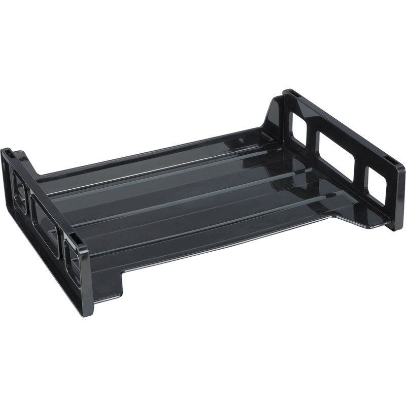 Plateau empilable Joeann, chargement latéral, lettre, noir