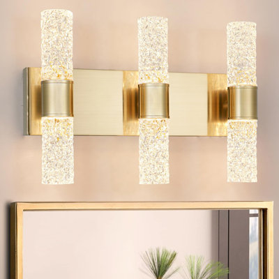 Luminaire de meuble-lavabo moderne avec abat-jour en cristal, applique murale à DEL 27 W, blanc chaud 3000 K, haut CRI90, installation facile