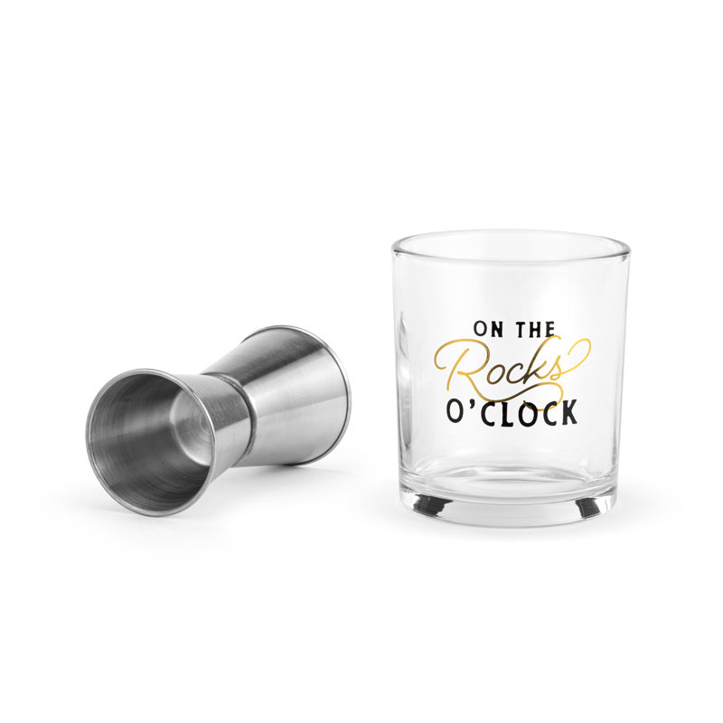 Rocks O' Clock Rocks Glass & Jigger Set - 8Oz