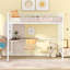 Lit mezzanine double en métal avec bureau et grille en métal