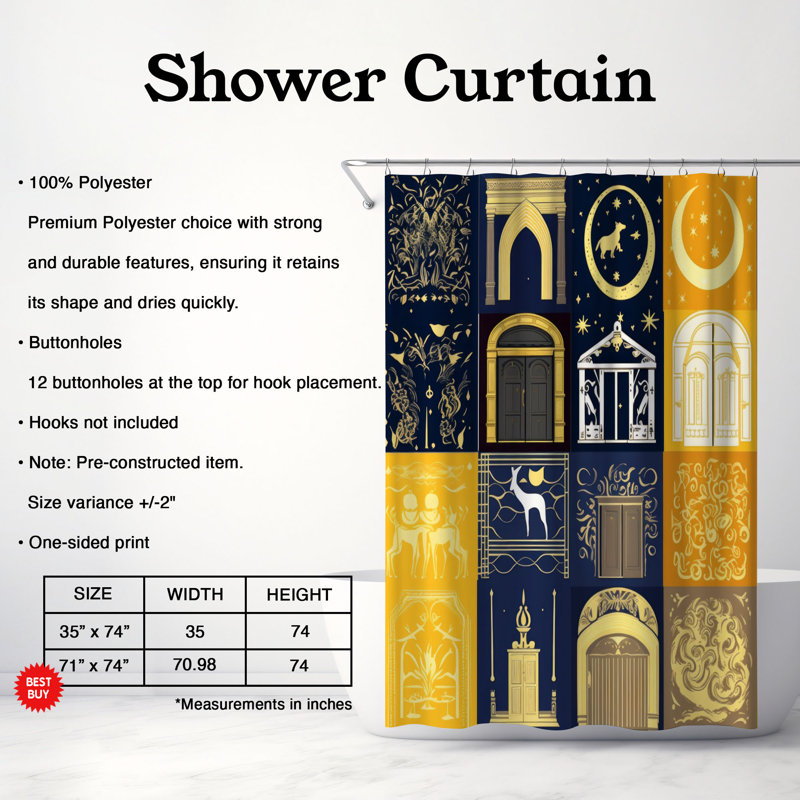 Rideau de douche Lunar Enigma - Premium, H 74 po x l 71 po