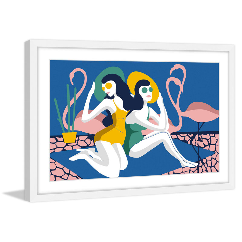 Girls Chilling Out 1 Piece Single Picture Frame Wall Art, 61 cm H x 41 cm W x 4 cm D