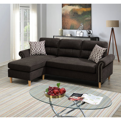 Canapé modulaire réversible en velours brun clair avec coussins et coussins