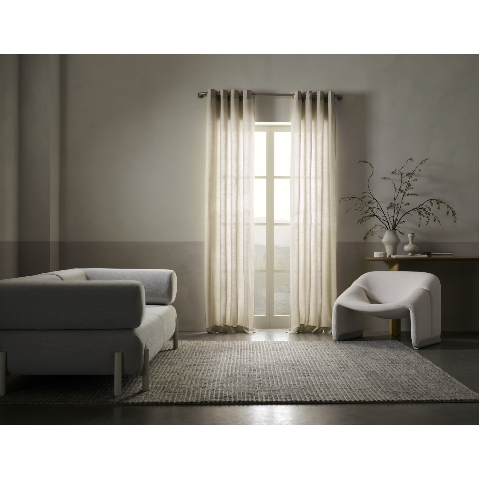 Sunbrella Madison Indoor/Outdoor Light Filtering Curtain, 50" W x 96" L, Heather Beige