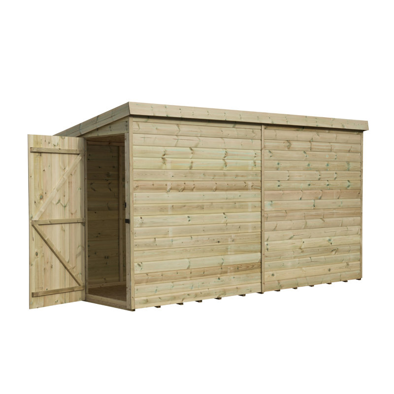 Shiplap Pent Wooden Shed, 7 Ft. W x 12 Ft. D, Right Side Panel
