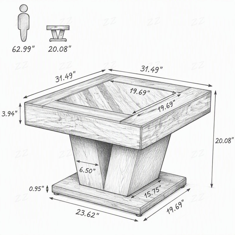 Table basse 31,5 ", Brun rustique / noir