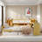 Wooden L-Shape Daybed With Seven Storage Cabinets And Two Storage Drawers, Multi-Functional Bed With Study Desk And Built-In Bookshelf-590164915-590164914