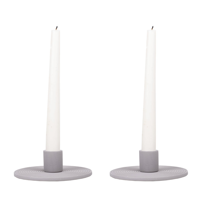 Gray Ceramic Candle Holder 2-Pack, Gray
