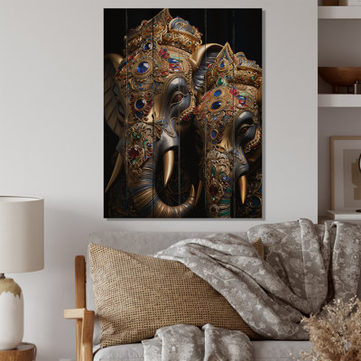 Art asiatique, éléphants thaïlandais III sur bois