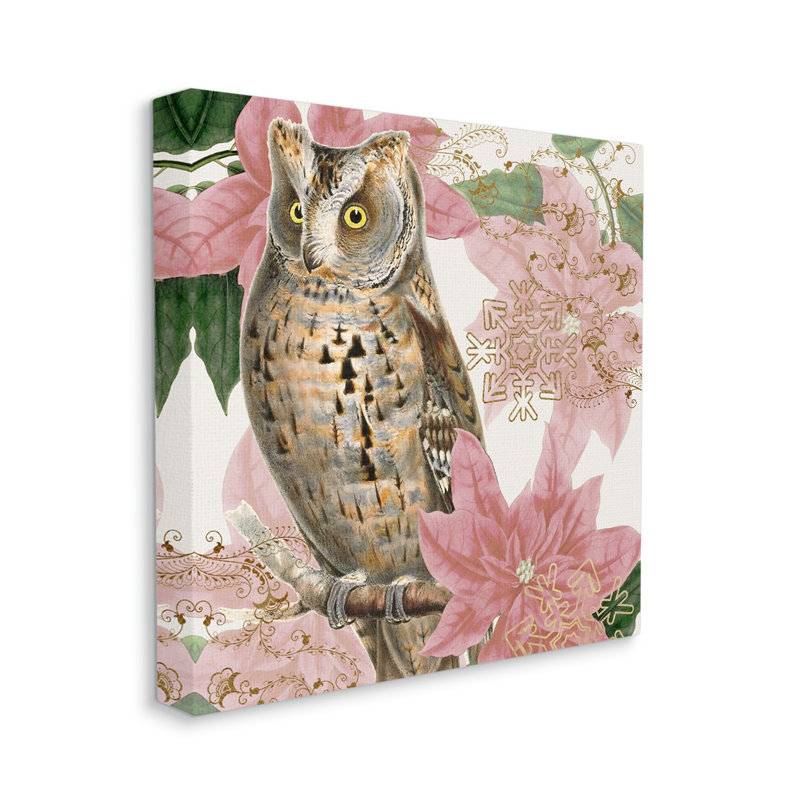 Élégant hibou argenté géométrique flocon de neige rétro collage Daphne Polselli, Plaque murale, H 17 po x l 17 po