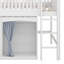 Lit mezzanine double avec armoire de rangement, structure de lit mezzanine en bois massif avec garde-robe et DEL pour enfants adolescents-631954166