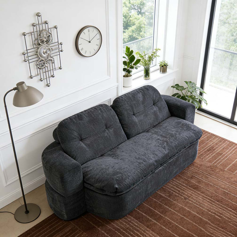 Canapé moderne avec 2 coussins, Gris brun