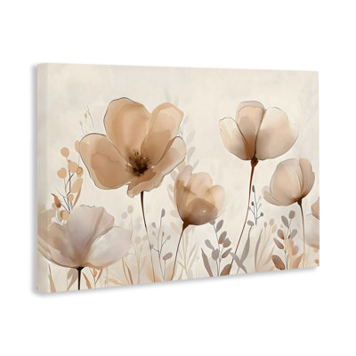 Neutral Wildflowers Floral Blossoms Canvas, design by Creative Studio