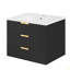 Armoire murale suspendue 24 po avec tiroir double, petit lavabo de salle de bain rectangulaire flottant avec trou de robinet simple et trop-plein-128311856