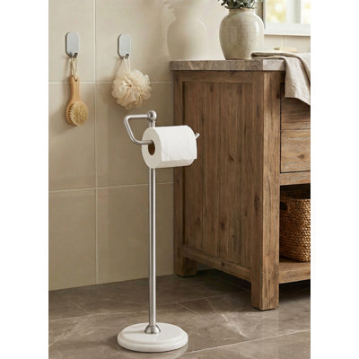 KES 26" H Anti-Wobble Toilet Paper Holder Stand with 3X Weighted Marble Base, 18/8 Stainless Steel Free Standing Toilet Paper Holder Rust-Resistance Upgrade