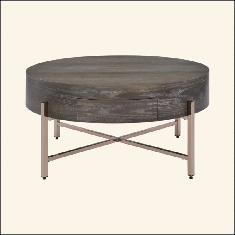 Drum Coffee Table With 1 Drawer