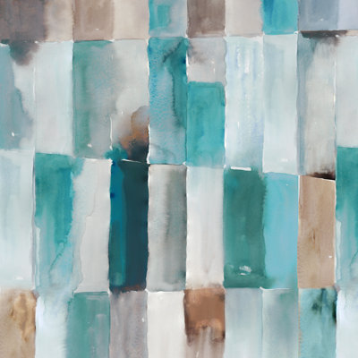 Stripes Of Teal I On Canvas Print