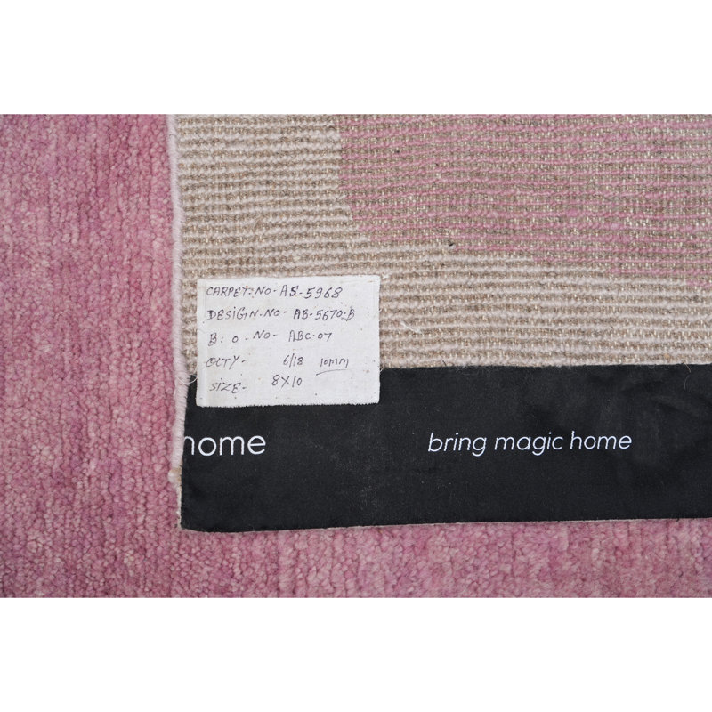 Abstract Contemporary Wool Rug, Pink