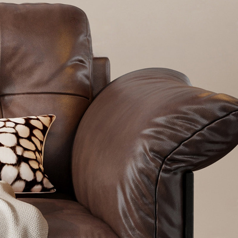 Causeuse-coussin standard en cuir véritable brun