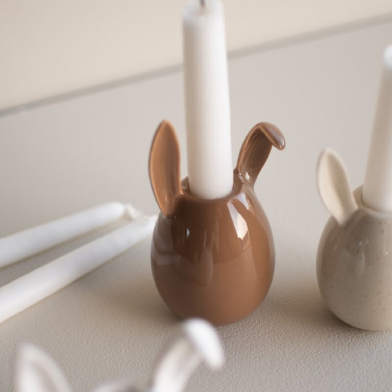 Porte-bougie lapin - Nougat brillant
