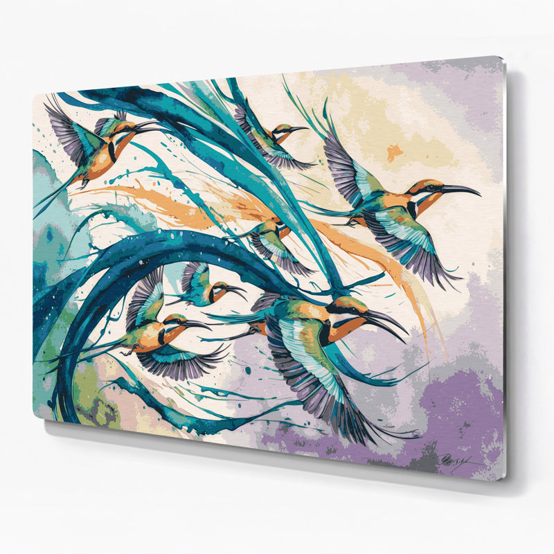 Art mural en métal oiseaux, H 12 po x l 18 po