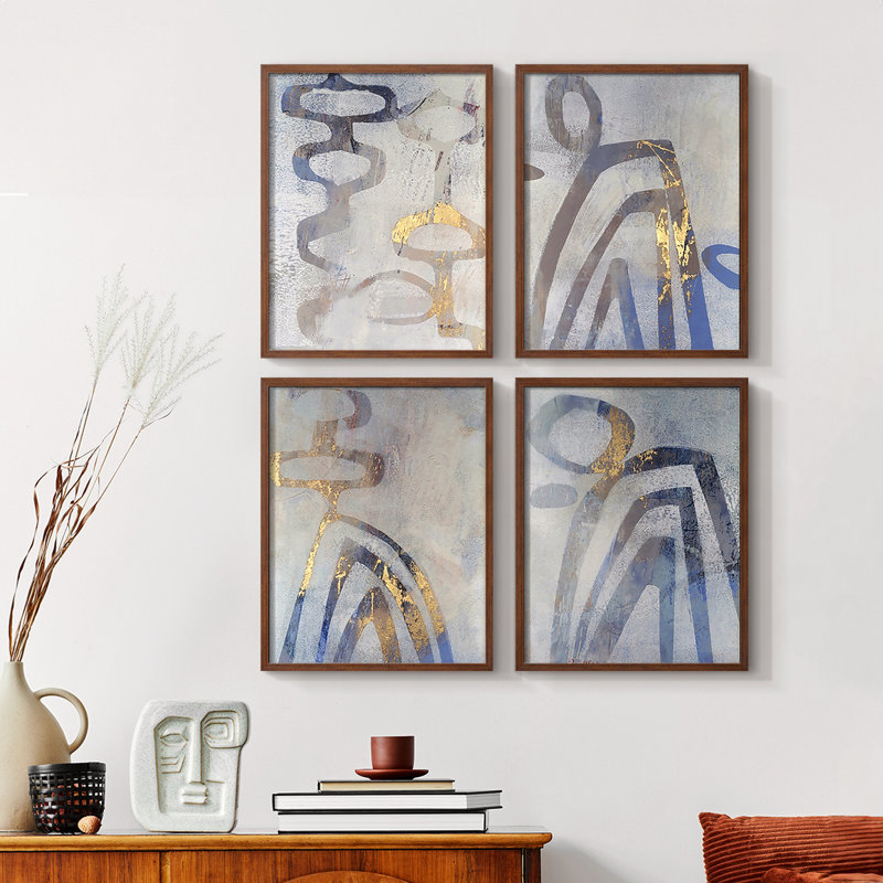 Linx I, ensemble de 4 reproductions encadrées, H 20 po x l 16 po, Noyer