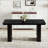 Black Wood Textured Dining Table with Gray Glass Insert