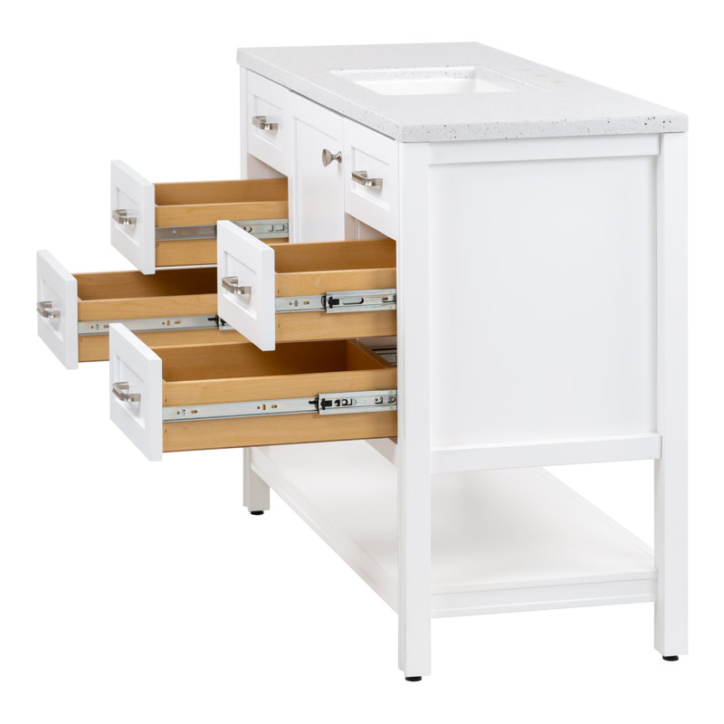 Ensemble de meuble-lavabo simple 48 po Nuri, Blanc, Frêne argenté