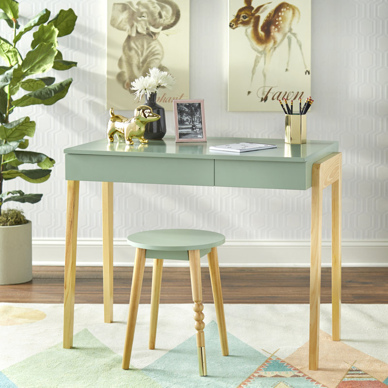 Ensemble de bureau et tabouret Abduh, Menthe