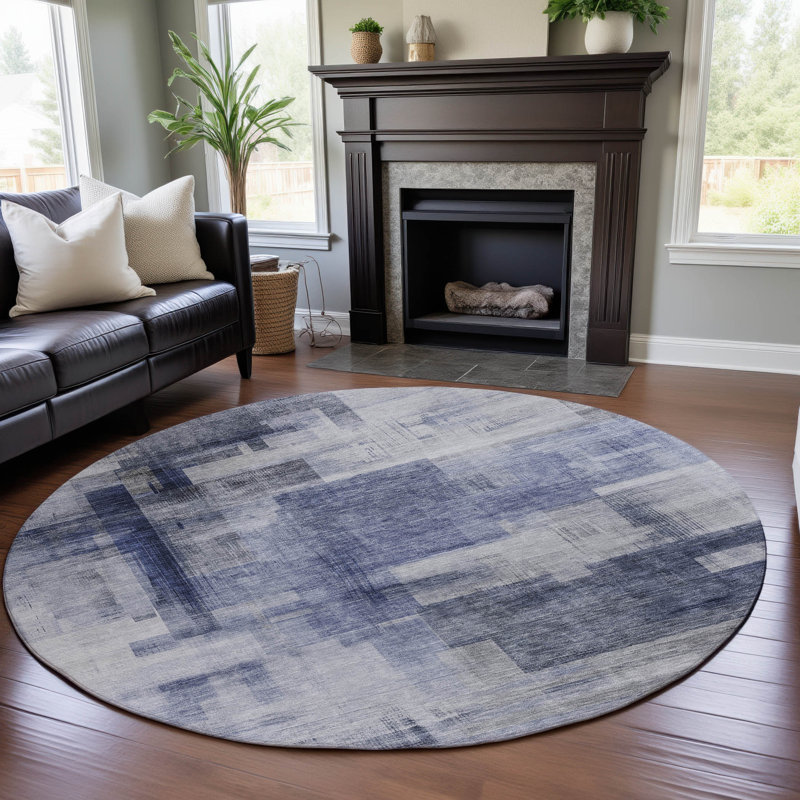 Premium Machine Washable Nigel AMF1067 Squares Rug, Round 8'