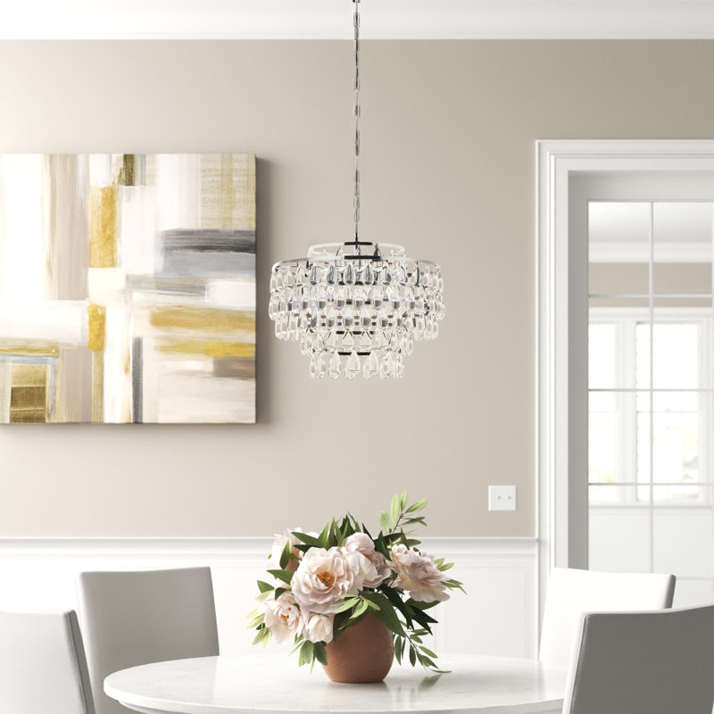 5-Light Dimmable Crystal Tiered Chandelier, 72" H x 20" W x 20" D, Chrome