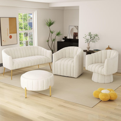 Ingimoth 4 Piece Velvet Living Room Set