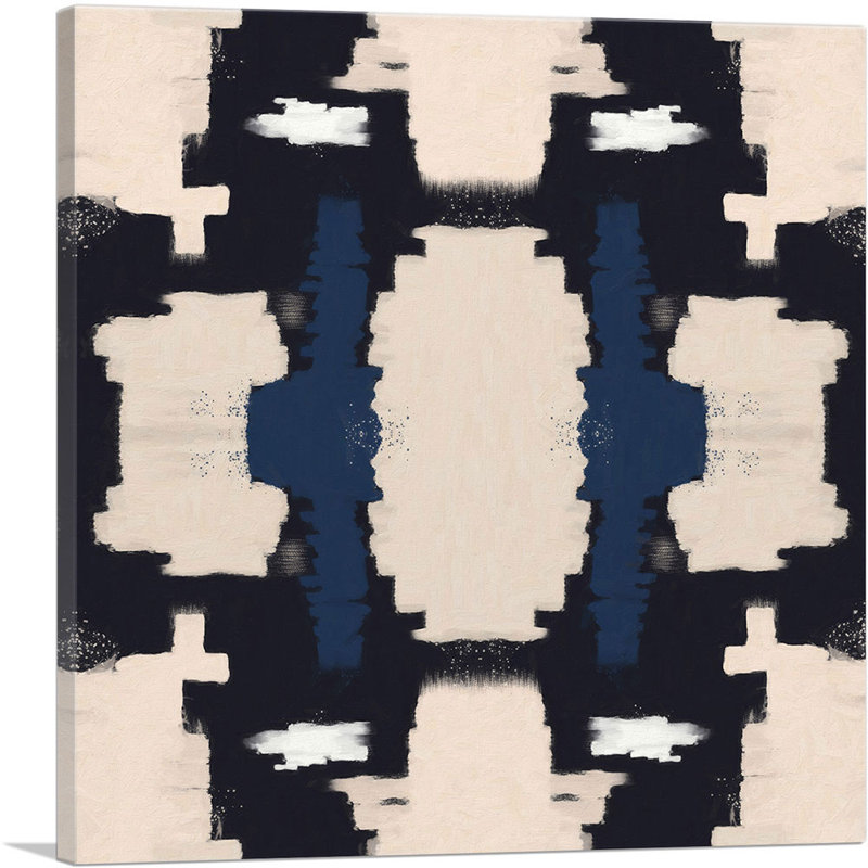 Brun clair, bleu marine, noir, moderne, reproduction d'art sur toile tendue, H 26 po x l 26 po x P 0,75 po