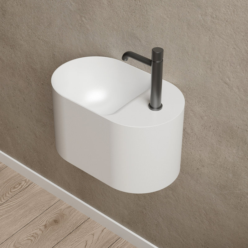 MonBlari 20" X 12" Solid Surface Wall Mounted Sink Matte White, Matte White