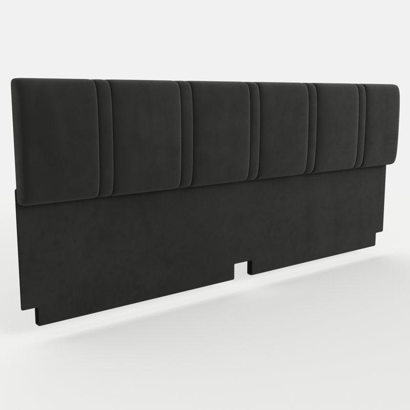 Tête de lit tapissier (avec tissu rabattable), Black, King
